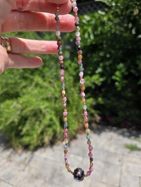 Multicolor Tourmaline Beaded Necklace - Elegant Women's Jewelry